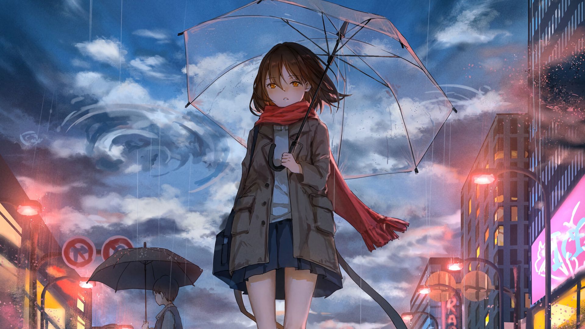 a girl under umbrella